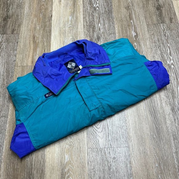 "VINTAGE" COLUMBIA SPORTSWEAR 1/4 Zip Blue Windbreaker Jacket Men's Size M